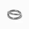 Claire's Bijoux Premium|Bijoux De Piercing-Anneau de nez en titane double rang 1,2 mm couleur argentée