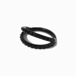 Claire's Bijoux Premium|Bijoux De Piercing-Anneau de nez 0,8 mm double rang pyramide en titane noir