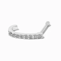Claire's Bijoux De Piercing-Anneau de nez 0,6 mm pavé en zircon cubique couleur argentée