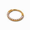 Claire's Bijoux Premium|Bijoux De Piercing-Anneau de piercing de nez à charnière 0,8 mm perle d'imitation acier inoxydable couleur dorée