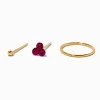 Claire's Bijoux De Piercing-Anneau et clous de nez 1,7 mm strass rose couleur dorée - Lot de 3