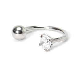 Claire's Clous D'oreilles|Bijoux Premium-Anneau fer à cheval pour piercing au cartilage boule zircon cubique 1,2 mm en titane couleur argentée