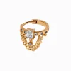 Claire's Clous D'oreilles|Bijoux Premium-Anneau pour piercing conque 1,0 mm chaîne swag en zircon cubique acier inoxydable couleur dorée