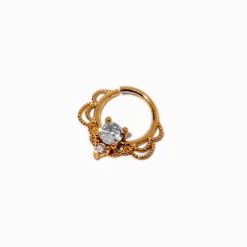 Claire's Bijoux De Piercing-Anneau pour piercing Daith 1,2 mm en zircon cubique et acier inoxydable couleur dorée
