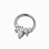 Claire's Clous D'oreilles|Bijoux Premium-Anneau pour piercing septum couronne 1,2 mm avec zircon cubique en acier inoxydable couleur argentée