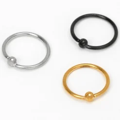 Claire's Bijoux Premium|Bijoux De Piercing-Anneaux de nez boule 0,8 mm couleur titanée en métaux mixtes - Lot de 3
