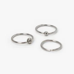 Claire's Bijoux De Piercing|Bijoux Premium-Anneaux de nez boules lisses 0,8 mm couleur titanée et couleur argentée - Lot de 3