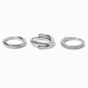 Claire's Bijoux De Piercing-Anneaux de nez 1,0 mm torsadés en zircon cubique et acier inoxydable couleur argentée - Lot de 3