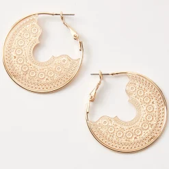 Claire's Anneaux-Anneaux d’oreilles filigrane délicats 40 mm couleur dorée