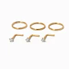 Claire's Bijoux Premium|Clous D'oreilles-Anneaux et clous en zircon cubique 0,8 mm en titane couleur dorée - Lot de 6