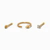 Claire's Bijoux De Piercing-Anneaux et clous pour piercing de nez à pointes 0,8 mm avec zircon cubique en titane couleur dorée - Lot de 3