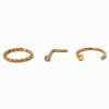 Claire's Bijoux De Piercing-Anneaux 0,8 mm de style torsadé et clou avec strass en titane couleur dorée - Lot de 3