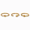 Claire's Bijoux De Piercing-Anneaux 0,8 mm motifs pointe torsades en titane couleur dorée - Lot de 3