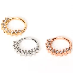 Claire's Bijoux De Piercing-Anneaux pour piercing cartilage de luxe avec strass 1 mm en métaux mixtes - Lot de 3