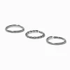 Claire's Bijoux Premium|Bijoux De Piercing-Anneaux pour piercing de nez 0,8 mm lisses et torsadés en titane couleur argentée - Lot de 3