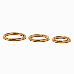 Claire's Bijoux De Piercing-Anneaux pour piercing de nez 1,0 mm aux motifs variés en titane couleur dorée - Lot de 3