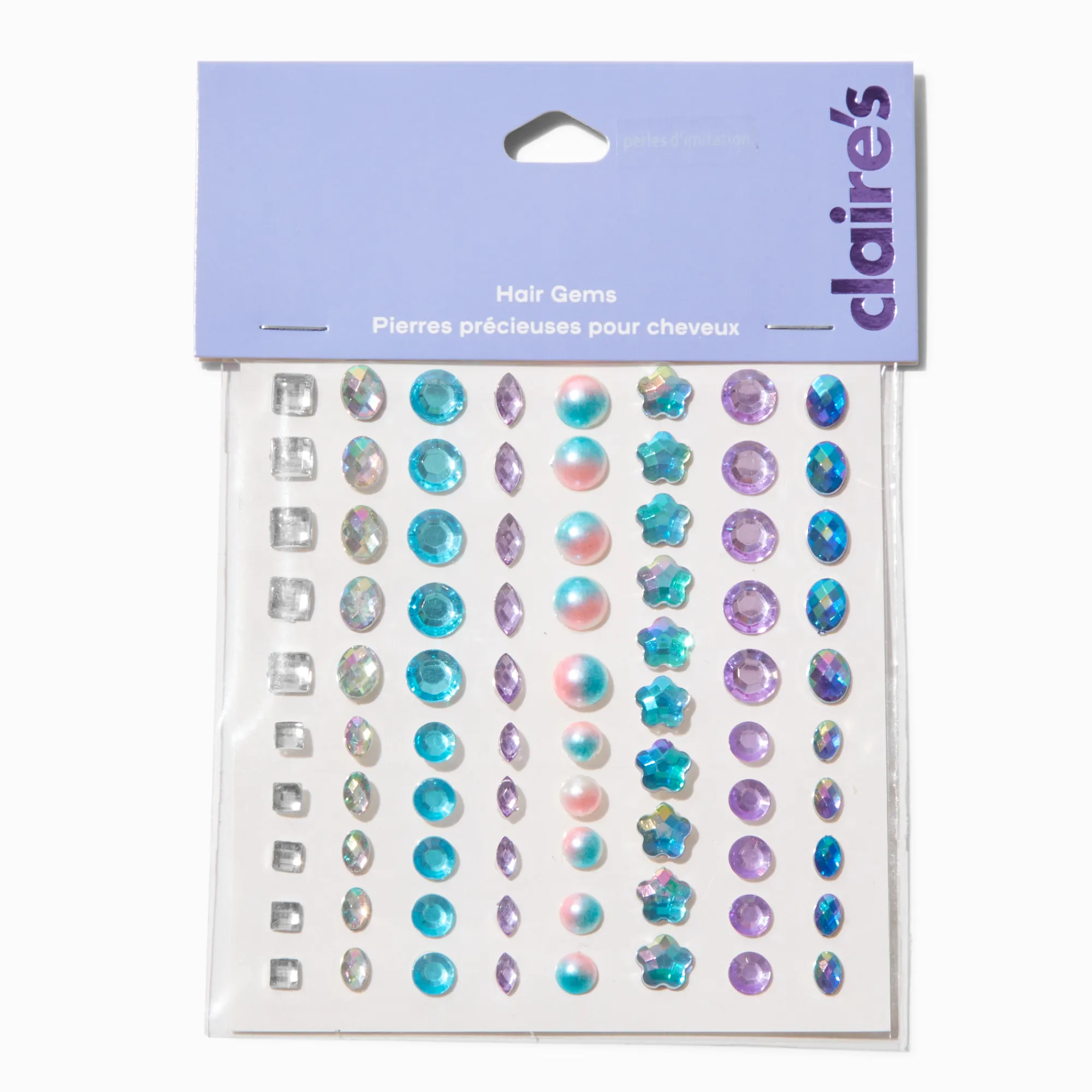 Claire's Accessoires Coiffure-Assortiment de bijoux pour cheveux strass violets et bleus - Lot de 80