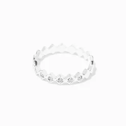 Claire's Bagues-Bague diamant d'imitation en strass couleur argentée