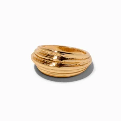Claire's Bagues-Bague dôme de caractère rainurée couleur dorée