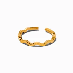 Claire's Bagues-Bague d'orteil ondulée en acier inoxydable couleur dorée