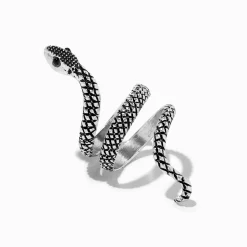 Claire's Bagues-Bague enveloppante serpent texturée couleur argentée
