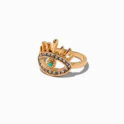 Claire's Bagues-Bague mauvais œil pavé couleur dorée