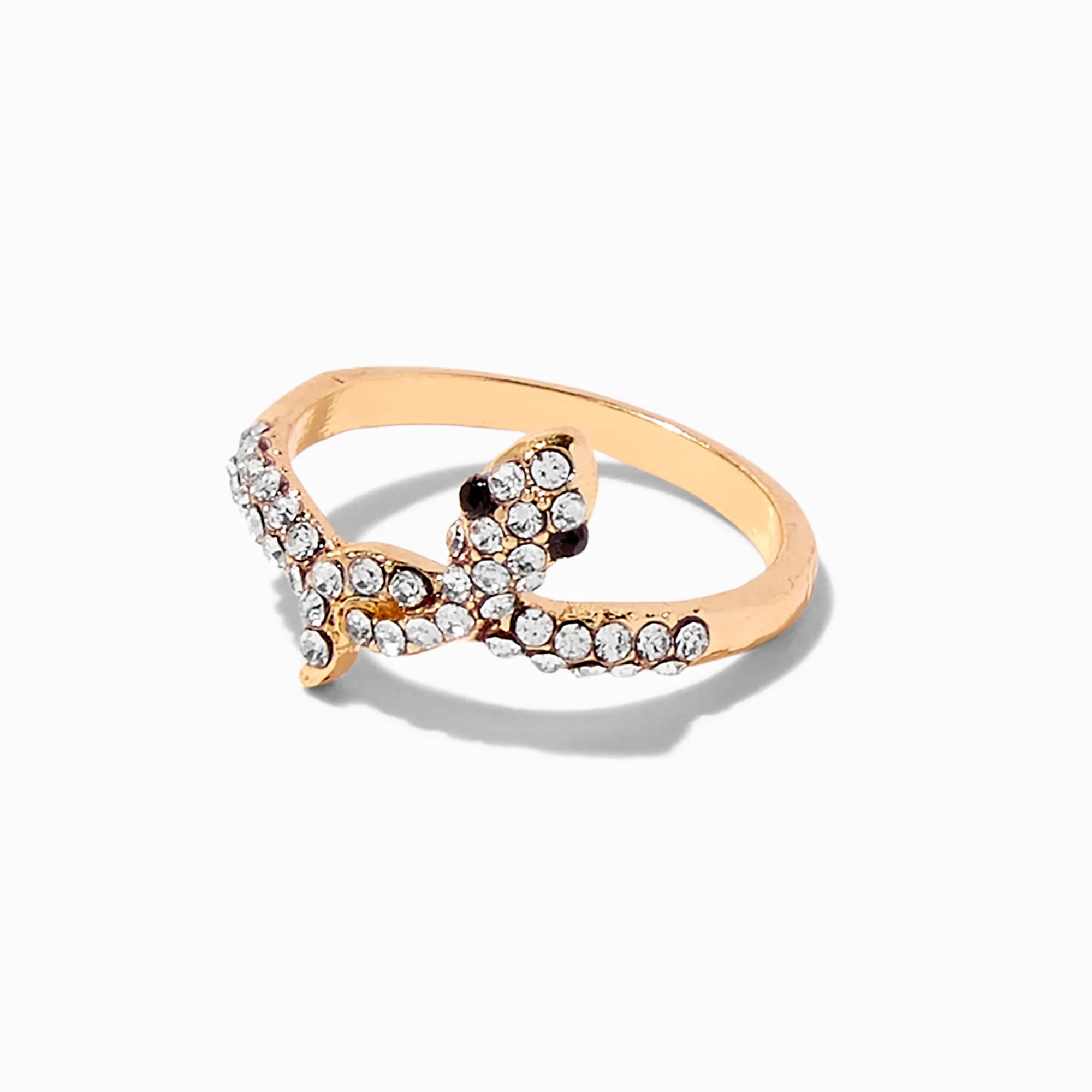 Claire's Bagues-Bague nouée serpent avec strass couleur dorée