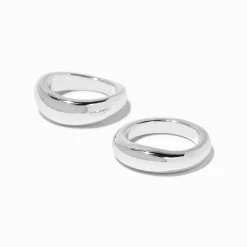 Claire's Bagues-Bagues bulles couleur argentée - Lot de 2