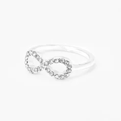 Claire's Bagues-Bague symbole de l’infini décorée couleur argentée