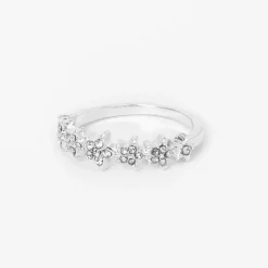 Claire's Bagues-Bague étoiles en pavé strass couleur argentée