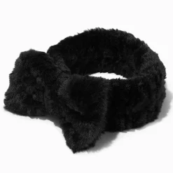 Claire's Bandeaux Et Serre-têtes-Bandeau de démaquillage à nœud en fausse fourrure noire