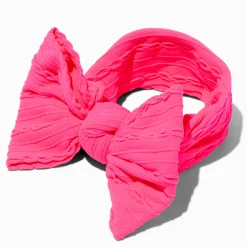 Claire's Bandeaux Et Serre-têtes-Bandeau à nœud côtelé en nylon Claire's Club - Rose