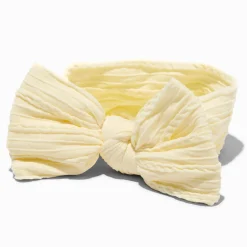 Claire's Bandeaux Et Serre-têtes-Bandeau à nœud côtelé en nylon Claire's Club - Couleur ivoire