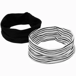 Claire's Bandeaux Et Serre-têtes-Bandeau plat à rayures noires et blanches - Lot de 2