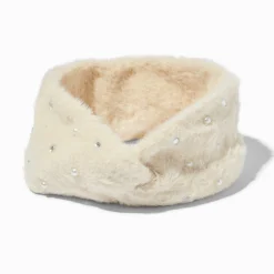 Claire's Bandeaux Et Serre-têtes-Bandeau scintillant pelucheux couleur ivoire