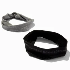 Claire's Bandeaux Et Serre-têtes-Bandeaux athlétiques gris et noir - Lot de 2