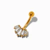 Claire's Clous D'oreilles|Bijoux Premium-Barre de nombril double en zircon cubique 1,6 mm en titane couleur dorée