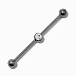 Claire's Bijoux De Piercing-Barre industrielle 1,6 mm strass en titane couleur argentée