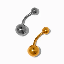 Claire's Bijoux Premium|Bijoux De Piercing-Barres de piercing de nombril 1,6 mm en titane métaux mixtes - Lot de 2