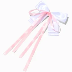 Claire's Noeuds Pour Cheveux-Barrette avec nœud blanc et ruban rose Claire's Club
