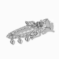 Claire's Barrettes Et Pinces-Barrette à cheveux cœur papillon couleur argentée