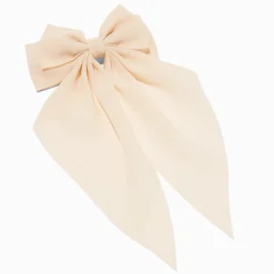 Claire's Noeuds Pour Cheveux|Barrettes Et Pinces-Barrette à longs pans avec nœud couleur ivoire