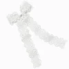 Claire's Noeuds Pour Cheveux|Barrettes Et Pinces-Barrette à nœud avec marguerites dentelle blanche