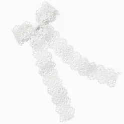 Claire's Noeuds Pour Cheveux|Barrettes Et Pinces-Barrette à nœud avec marguerites dentelle blanche