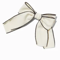 Claire's Noeuds Pour Cheveux|Barrettes Et Pinces-Barrette à nœud blanc à bord noir