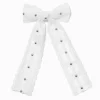 Claire's Noeuds Pour Cheveux|Barrettes Et Pinces-Barrette à nœud cloutée dentelle blanche