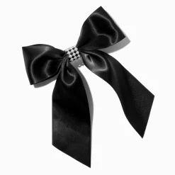 Claire's Noeuds Pour Cheveux|Barrettes Et Pinces-Barrette nœud en satin noir avec perles d'imitation au centre