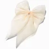 Claire's Noeuds Pour Cheveux|Barrettes Et Pinces-Barrette à nœud en tissu extra-fin couleur ivoire