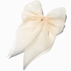 Claire's Noeuds Pour Cheveux|Barrettes Et Pinces-Barrette à nœud en tissu extra-fin couleur ivoire