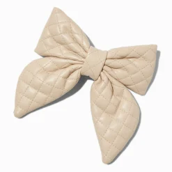 Claire's Noeuds Pour Cheveux|Barrettes Et Pinces-Barrette à nœud matelassé en relief crème